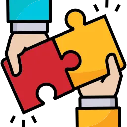 Image représentant deux personnes qui emboite une pièce de puzzle pour symboliser la collaboration